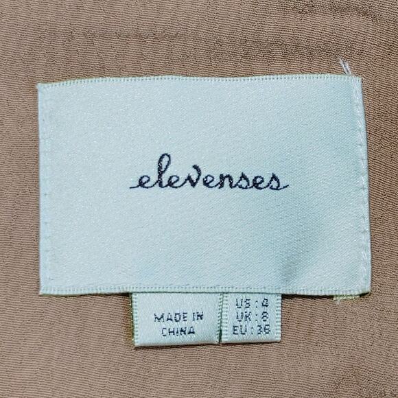 Elevenses Overlay Pants High Waisted Pleated High Low Hem Brown Womens Size 4 - Picture 5 of 8